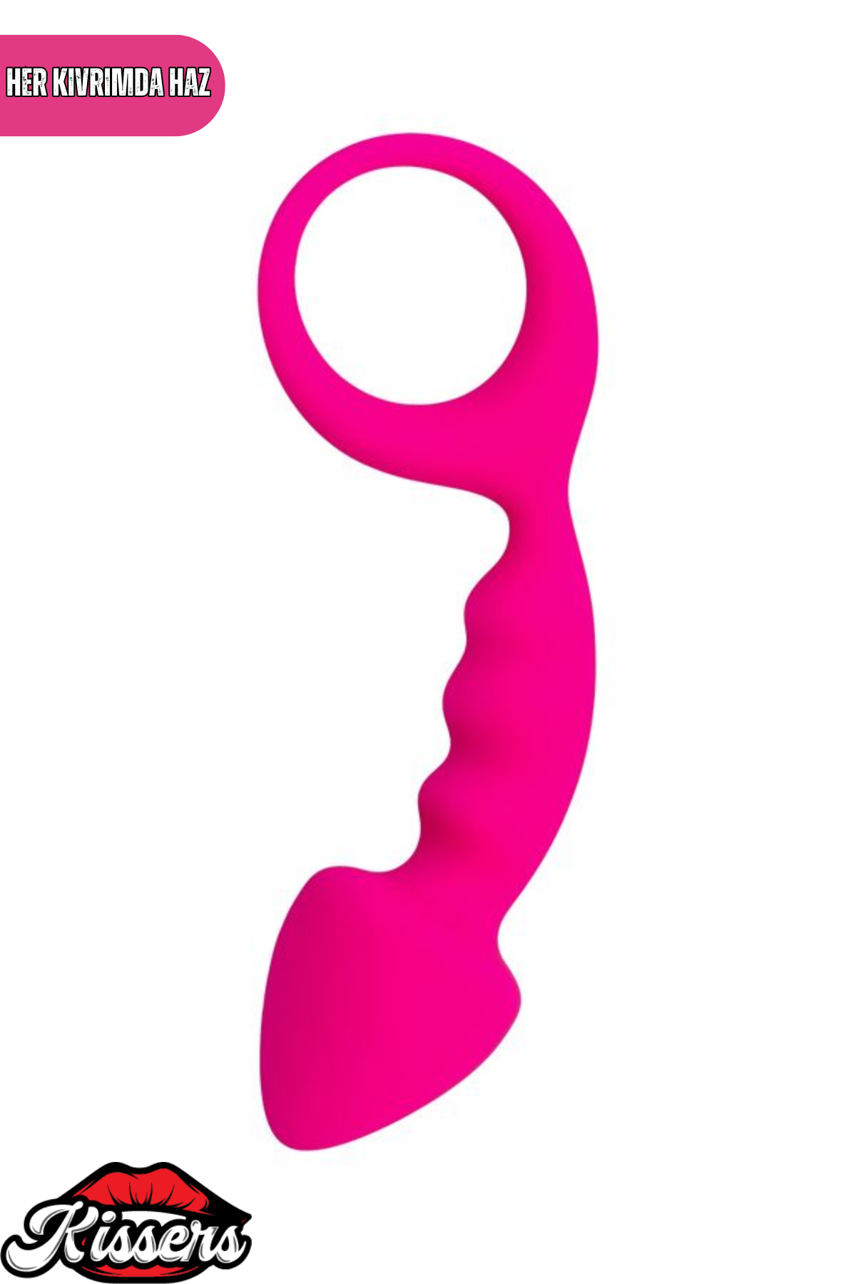 Bong Tutamaçlı Sivri Uçlu Silikon Anal Plug 12,5 cm Pembe Boğumlu Medikal Silikon