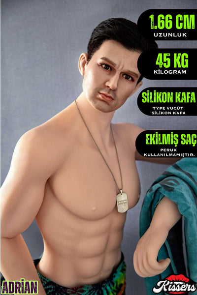 Hair Transplant Silikon Kafalı İskelet Sistemli 1.66 Boy Sex Doll Realistik Erkek Manken Adrian
