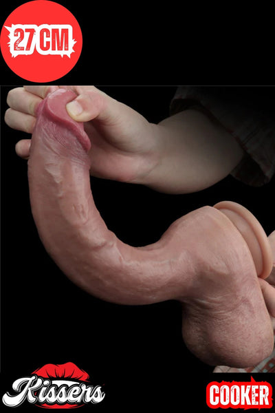Yeni Nesil Çift Katmanlı Damarlı 3D Süper Ultra Mega Boy Realistik Gerçek Model Dildo Penis 27 Cm