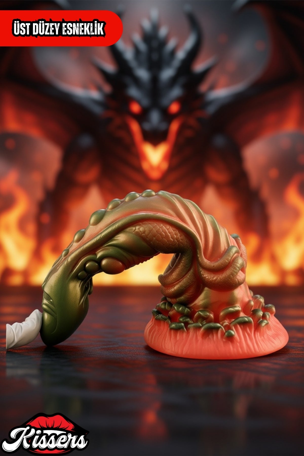 Ultra Gerçekçi Büyük Boy Realistik Kalın Monster Scylla Yeşil Dildo Yapay Penis 21 cm