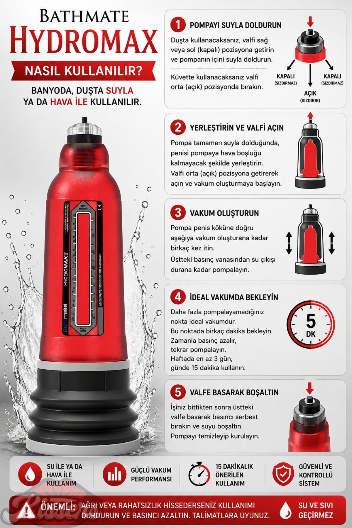Bathmate Etkili Ultra Güçlü Hidroponik Hydromax 9 Penis Pompası