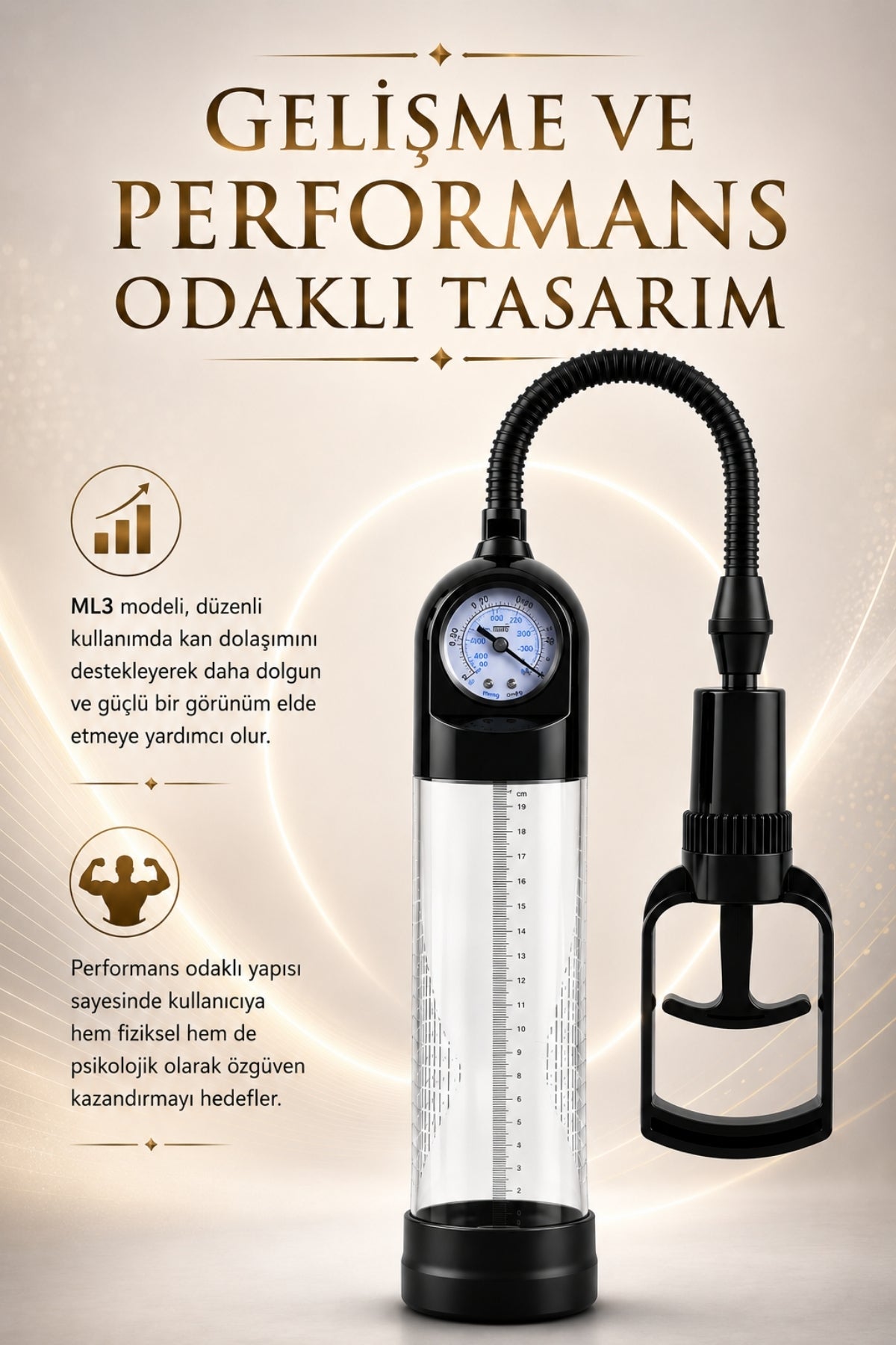 Classic ML 3 Standart Hazneli Tetikli Barometreli Klasik Penis Pompası