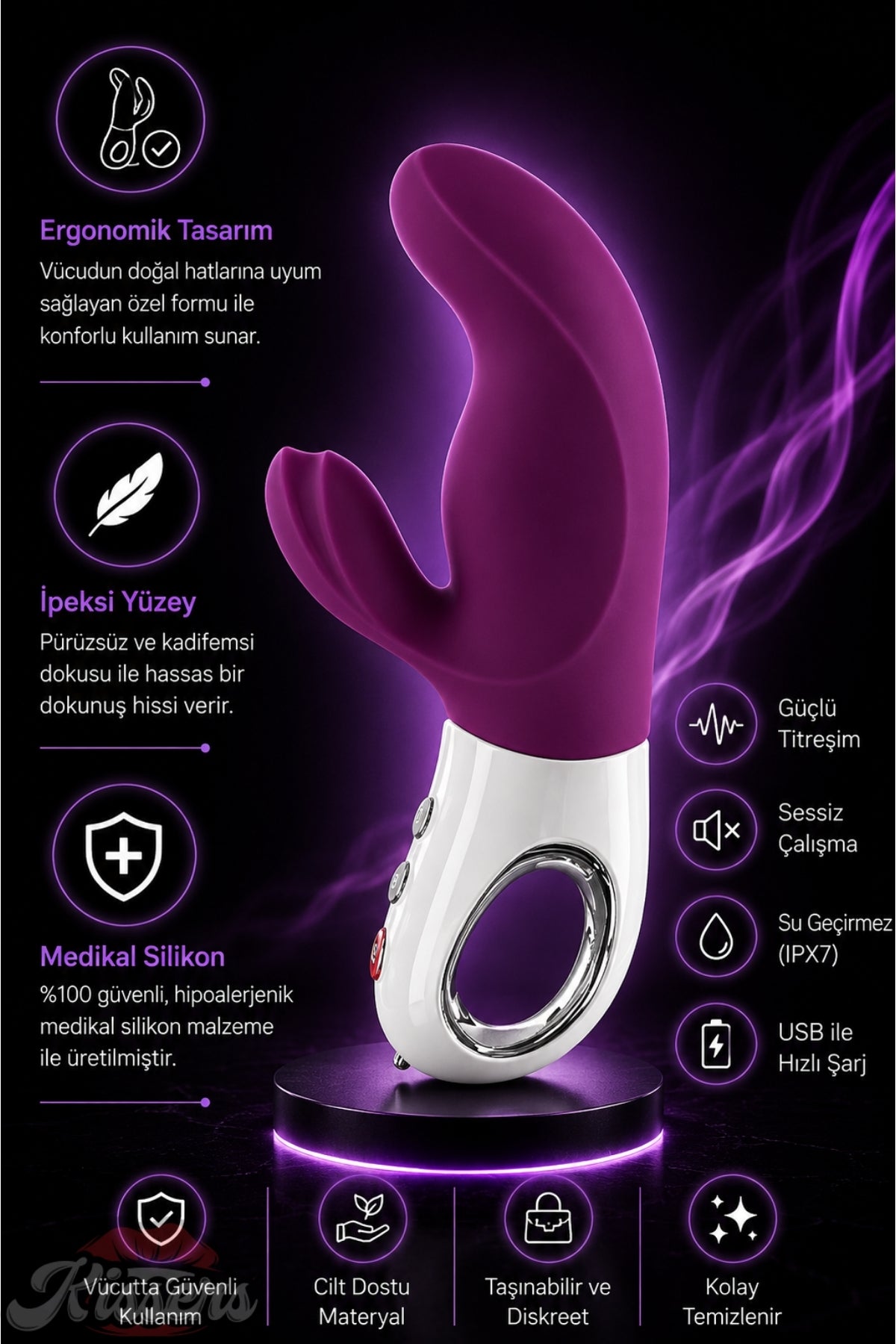 Fun Factory Miss Bi Tutamaçlı Güçlü Titreşimli G Noktası ve Klitoris Uyarıcılı Tavşan Vibratör