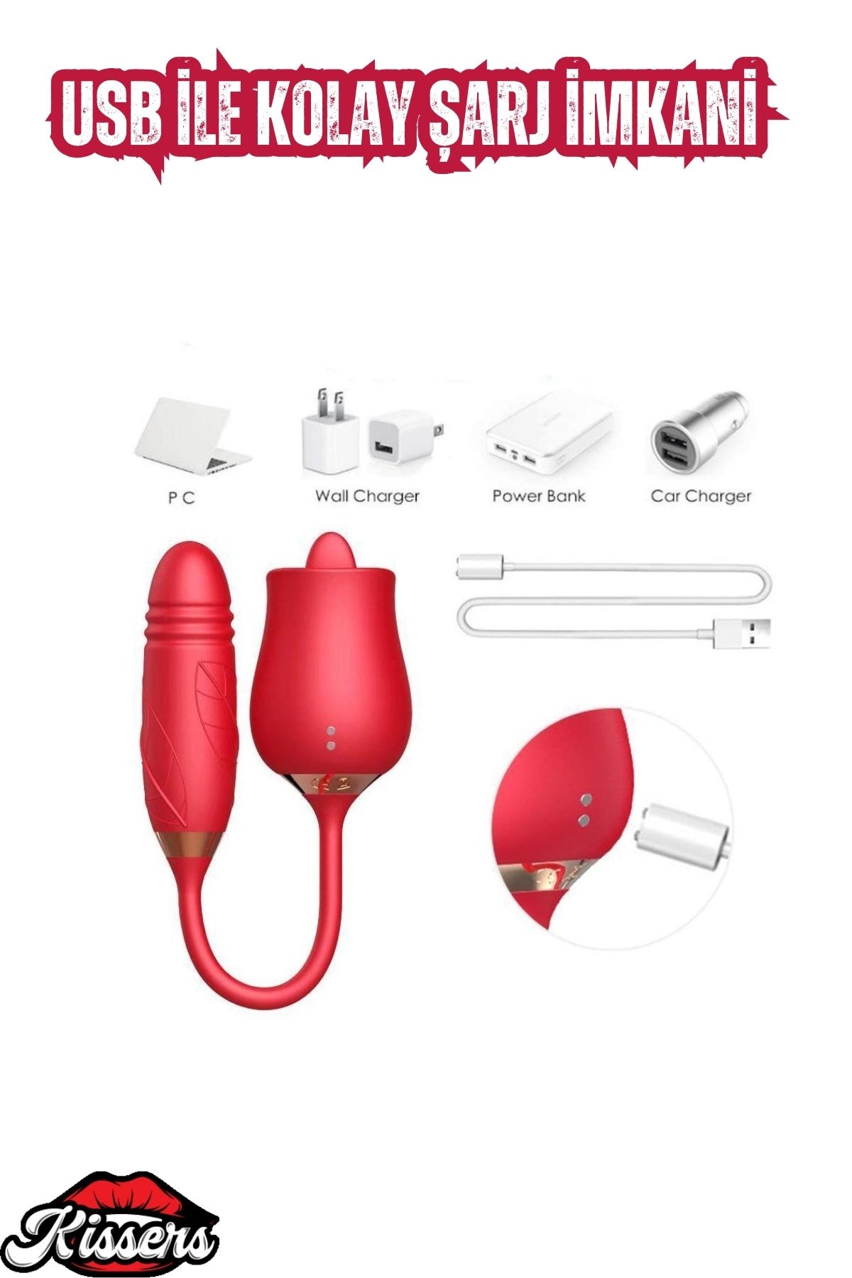 UNMATE Manyetik Şarjlı İleri Geri ve Dil Hareketli Gül Şeklinde Teleskopik Vibratör