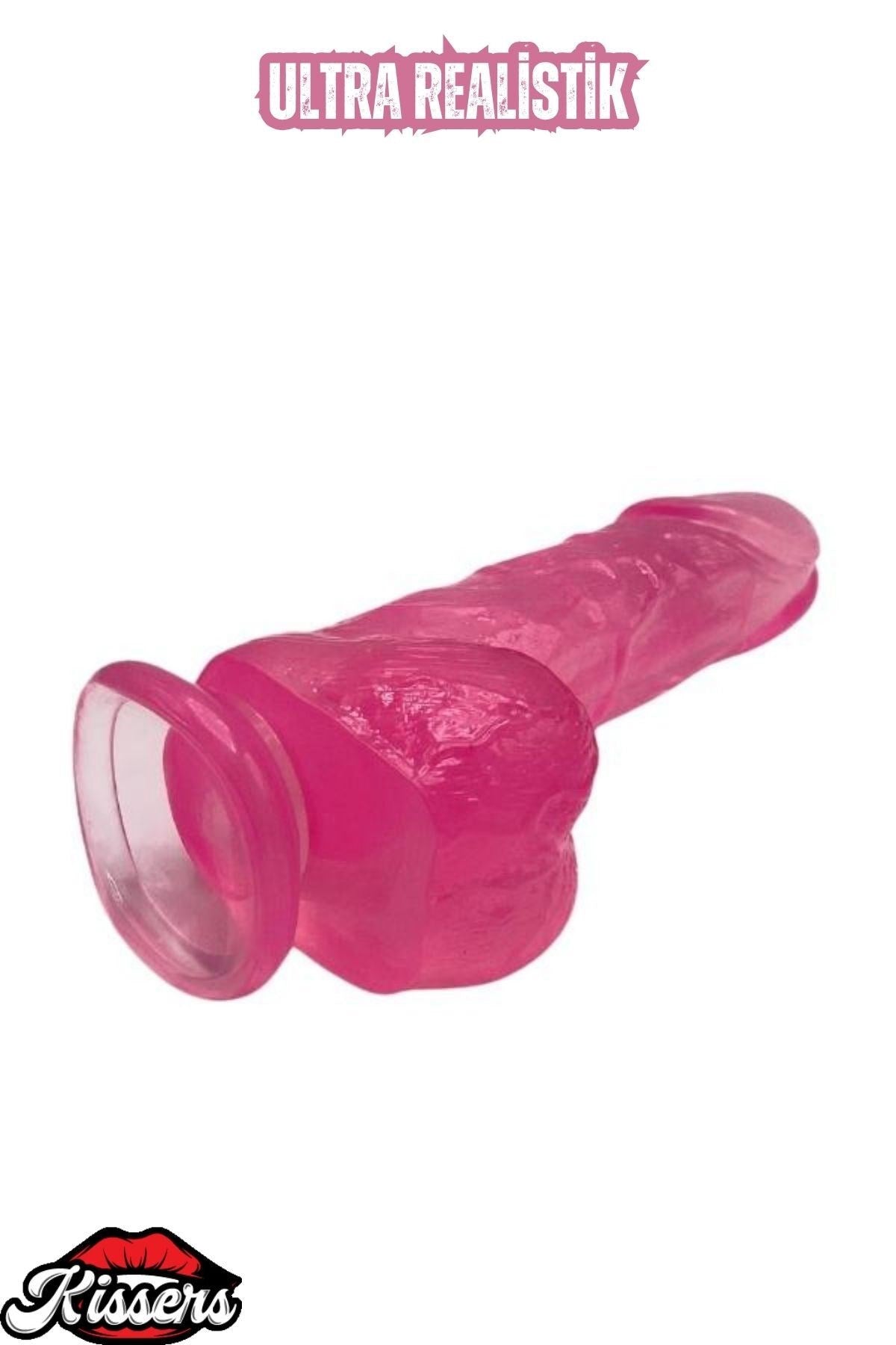 Ultra Realistik Damarlı Bükülebilir Vantuzlanabilir Jel Dokusunda pembe Dildo Penis 23 Cm