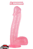 Ultra Realistik Damarlı Bükülebilir Vantuzlanabilir Jel Dokusunda Pembe Dildo Penis 28 Cm