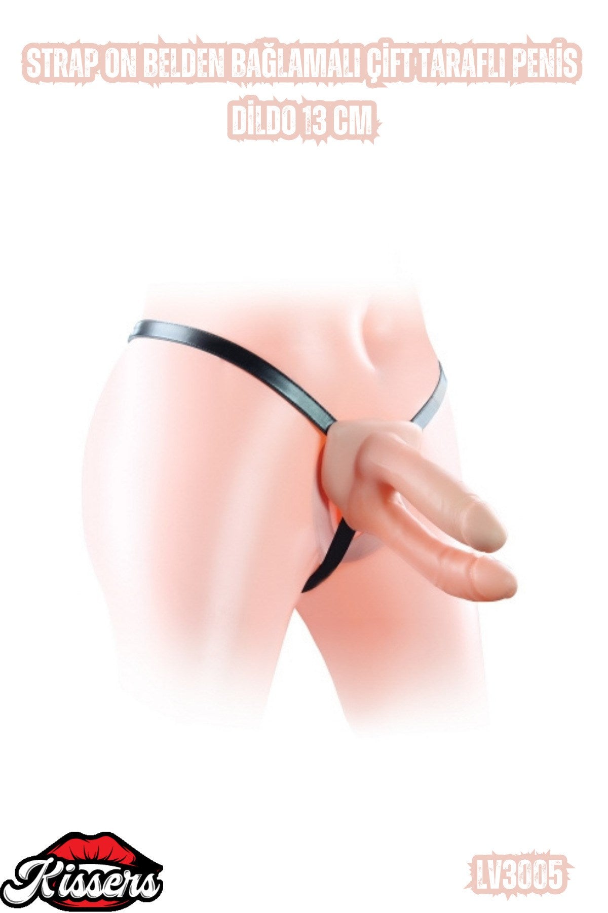 Strap On Belden Bağlamalı Çift Taraflı Penis Dildo 13 Cm
