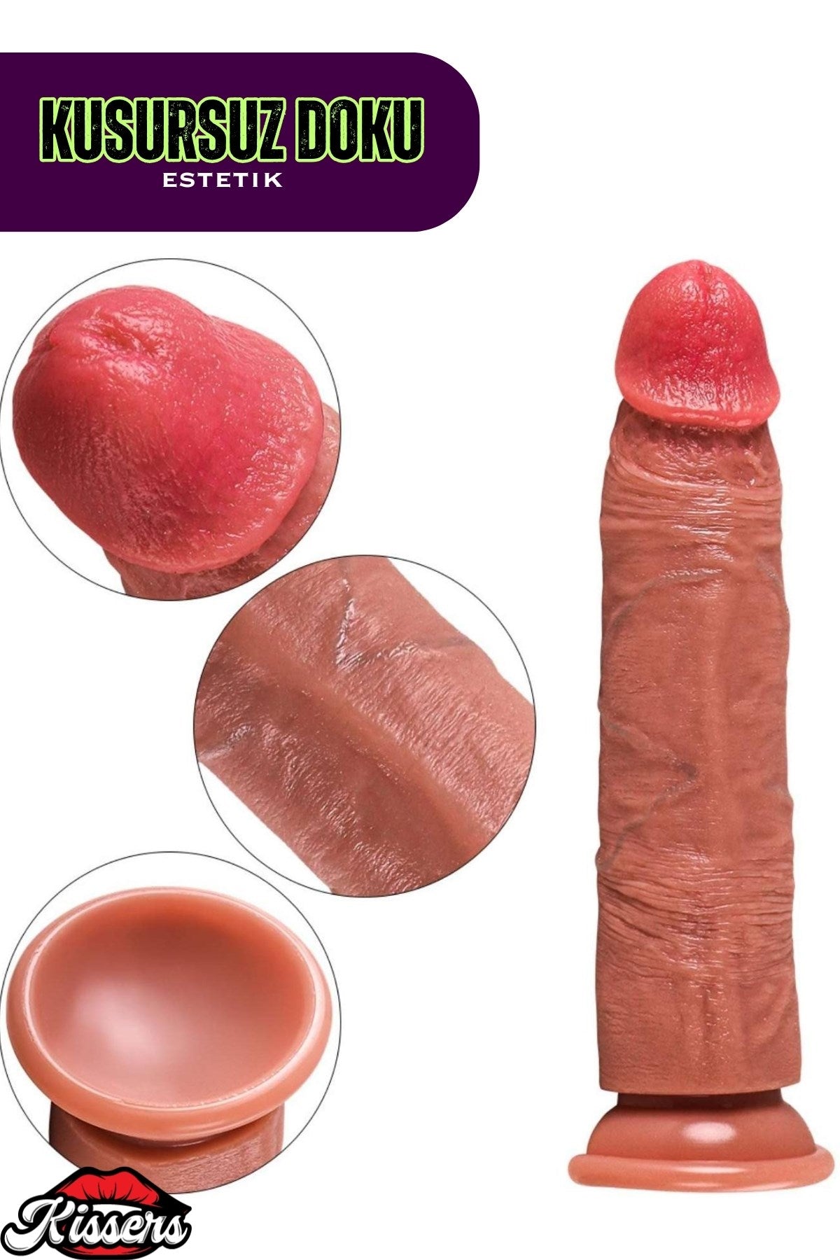 Ultra Yumuşak Damarlı Doku Çift Katmanlı Silikon Gerçekçi Testissiz Dildo Penis 22 Cm Hardry