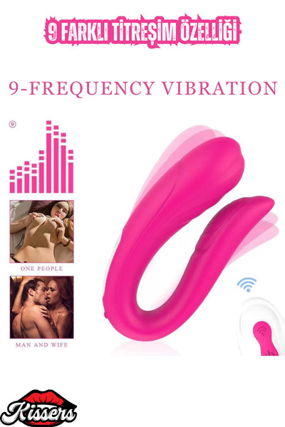Şarjlı Kablosuz Kumandalı G Nokta ve Klitoris Uyarıcı U Tipi 2 in 1 Çift Vibratörü