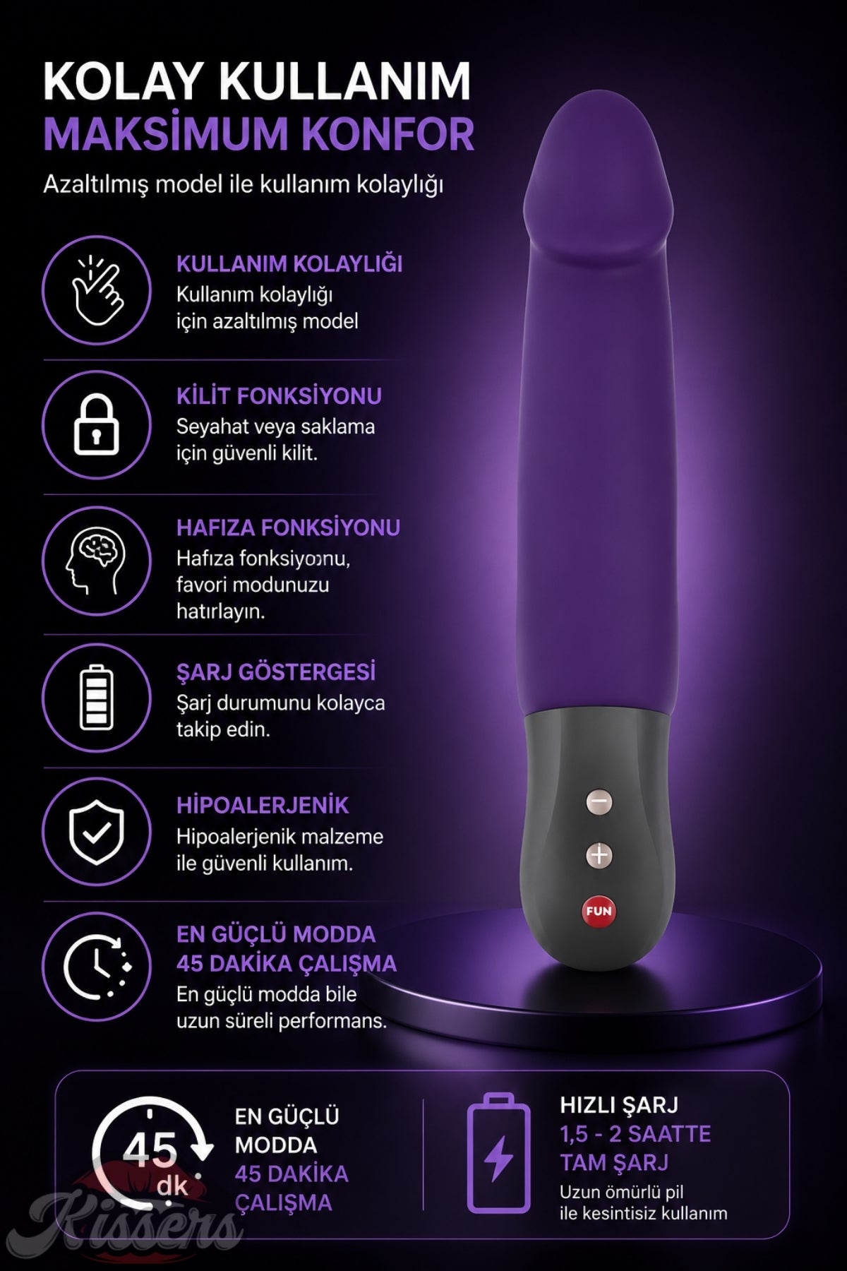 Fun Factory Stronic Tutamaçlı Güçlü Titreşimli G Noktası ve Klitoris Uyarıcılı Penis Şeklinde Vibratör