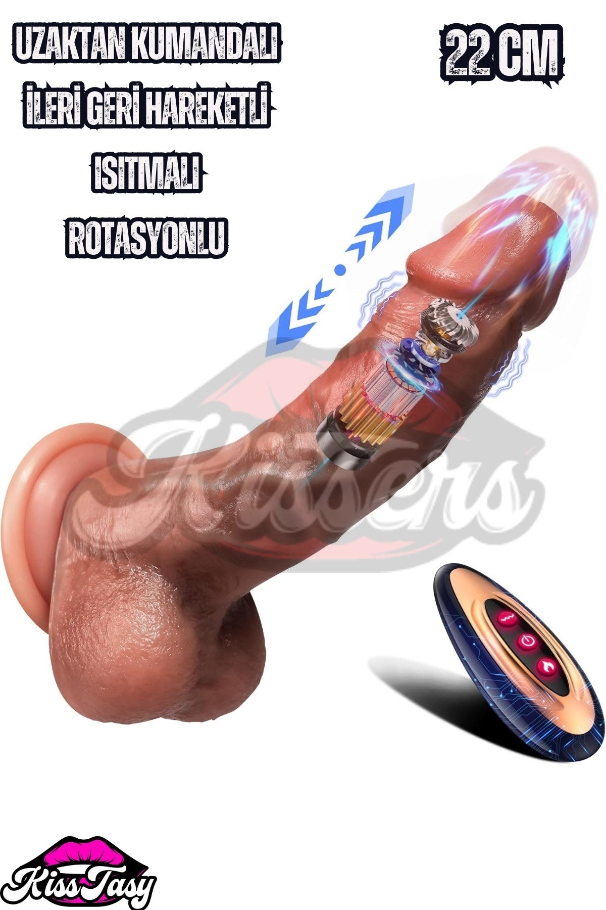 Uzaktan Kumandalı Isıtmalı İleri Geri Hareketli Rotasyonlu Realistik Penis Vibratör Dildo 22 Cm