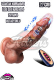Uzaktan Kumandalı Isıtmalı İleri Geri Hareketli Rotasyonlu Realistik Penis Vibratör Dildo 22 Cm
