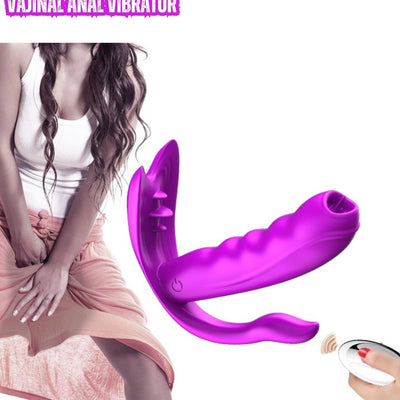 Uzaktan Kumandalı Giyilebilir G Noktası Klitoris Uyarıcılı Isıtmalı Dil Ve Titreşimli Vibratör