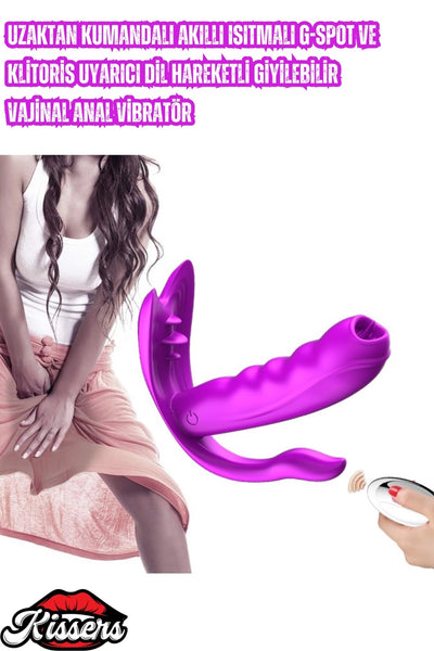 Uzaktan Kumandalı Giyilebilir G Noktası Klitoris Uyarıcılı Isıtmalı Dil Ve Titreşimli Vibratör