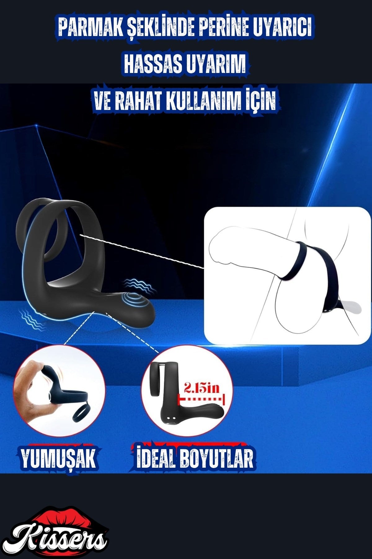 Uzaktan Kumandalı 9 Titreşim Modlu Uyarıcı Boşalma 3'ü 1 Arada Penis Halkası