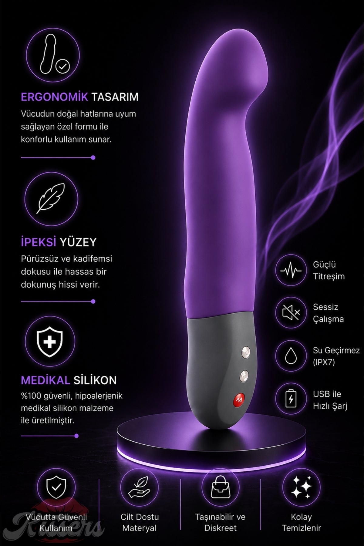 Fun Factory Stronic Tutamaçlı Güçlü Titreşimli G Noktası ve Klitoris Uyarıcılı Penis Şeklinde Vibratör