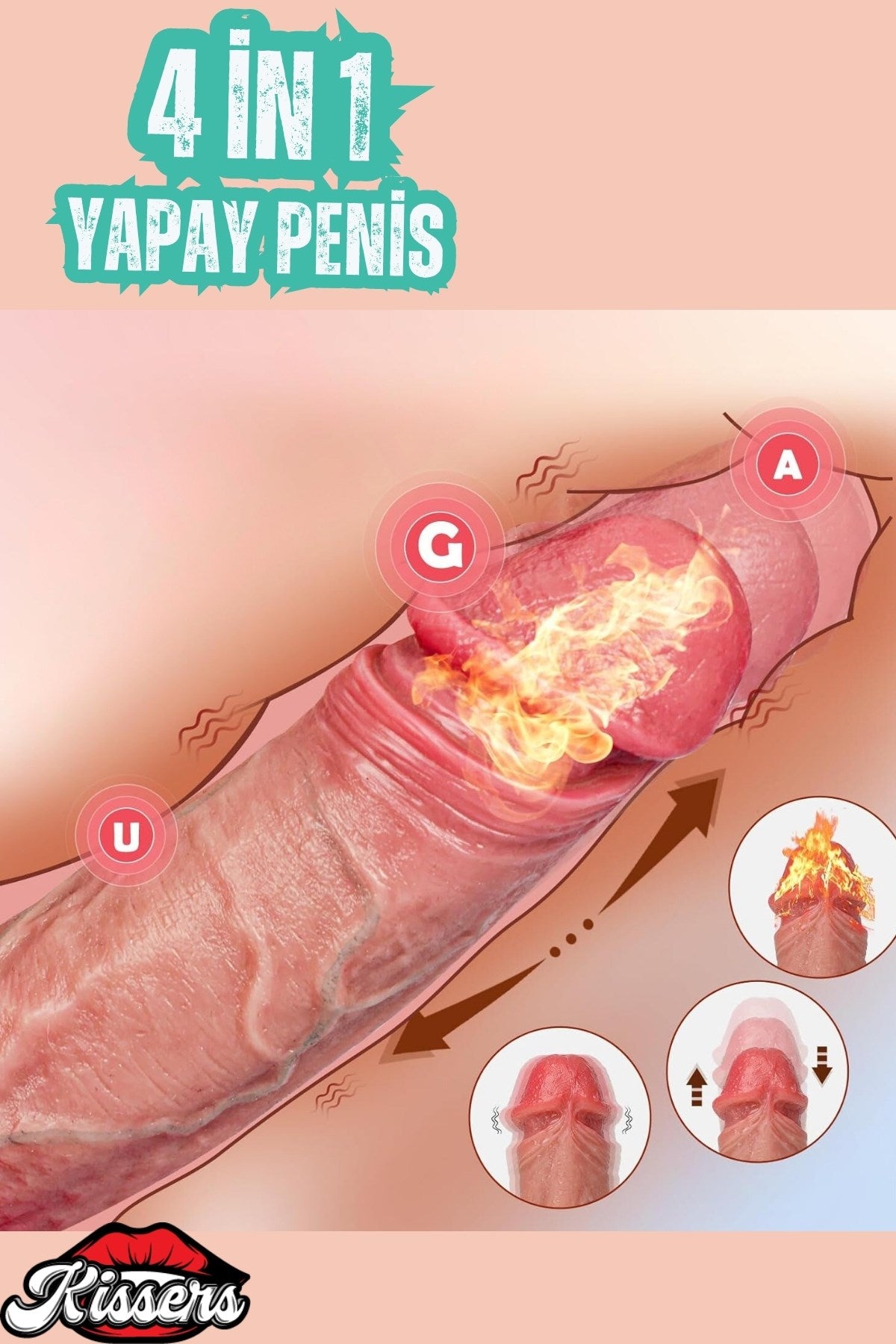 Uzaktan Kumandalı Isıtmalı İleri Geri Hareketli Rotasyonlu Realistik Ten Rengi Penis Dildo 19 Cm