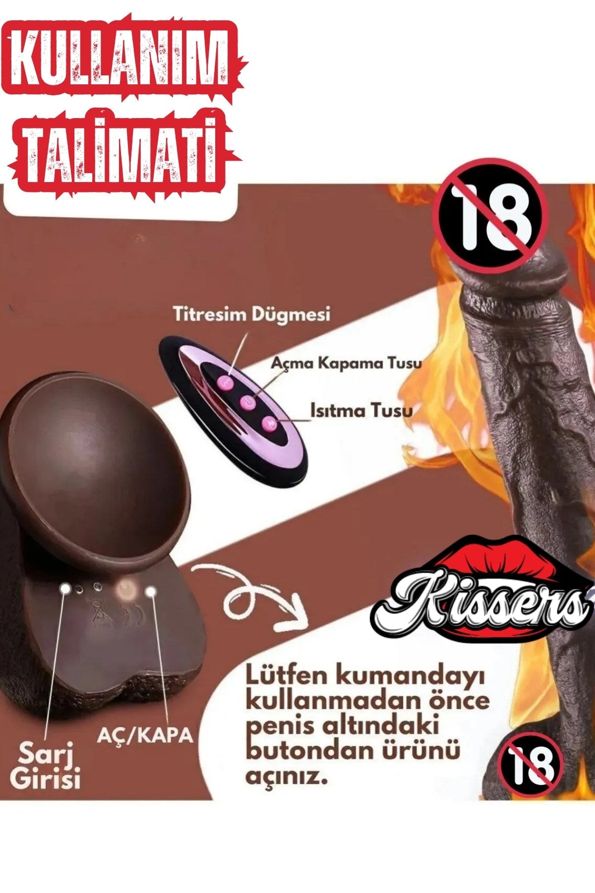 Uzaktan Kumandalı Isıtmalı İleri Geri Hareketli Rotasyonlu Realistik Esmer Ten Penis Dildo 23 Cm