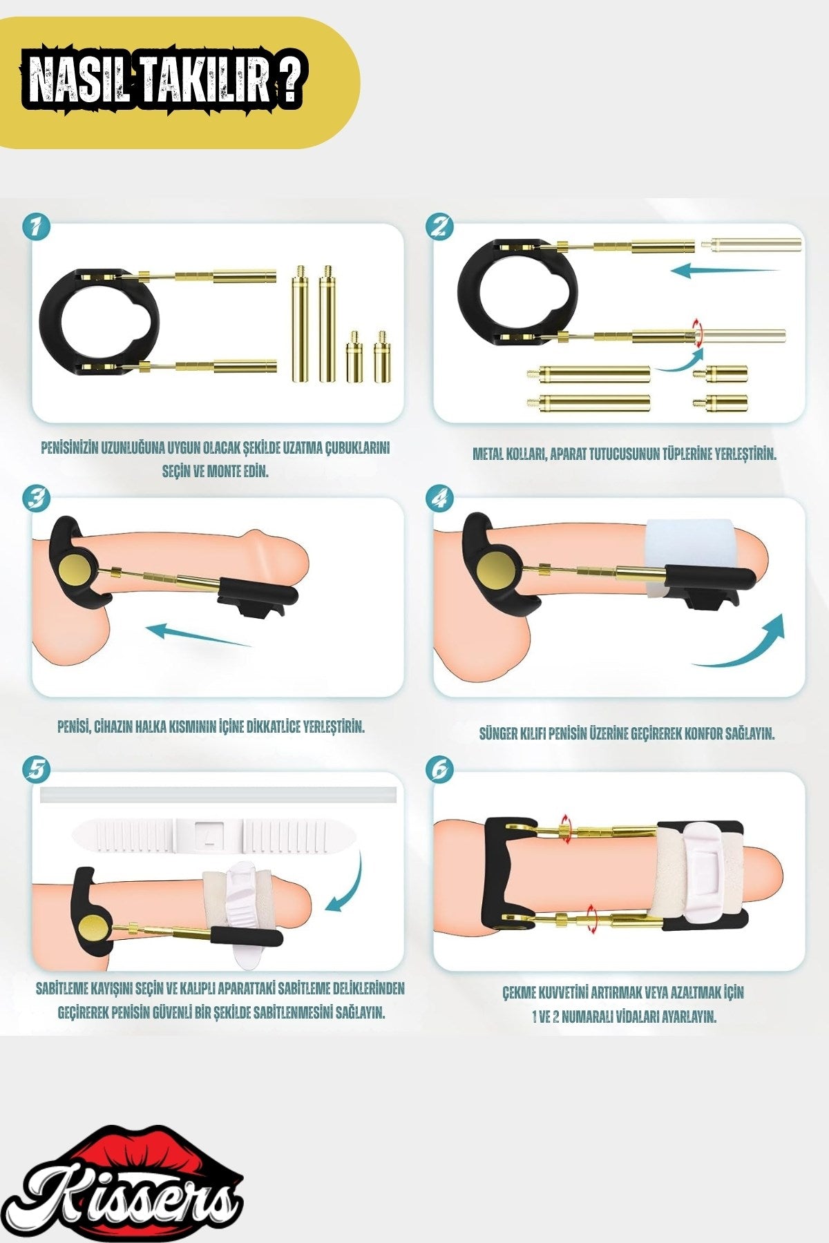 Penis Eğriliği Ve Uzatıcı Gelişmiş Gold Pro Extender Traction Device Egzersiz Cihazı