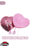 Gıdıklayıcı Püsküllü Yapışkanlı Pembe Parıltılı Kalp Şeklinde Meme Ucu Gizleyici Göğüs Aksesuarı