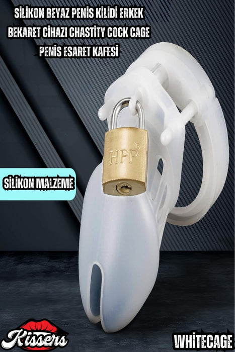 Bsdm Silikon Penis Kilidi White Chastity Cock Cage Bekaret Cihazı Beyaz Penis Esaret Kafesi