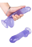 Ultra Realistik Eğilip Bükülebilir G Noktası Ve Klitoris Uyarıcı Mega Boy Jel Mor Penis Dildo 19 Cm