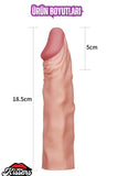 5 CM Dolgulu 19 CM Uzunluk Realistik Titreşimli Testissiz Penis Kılıfı