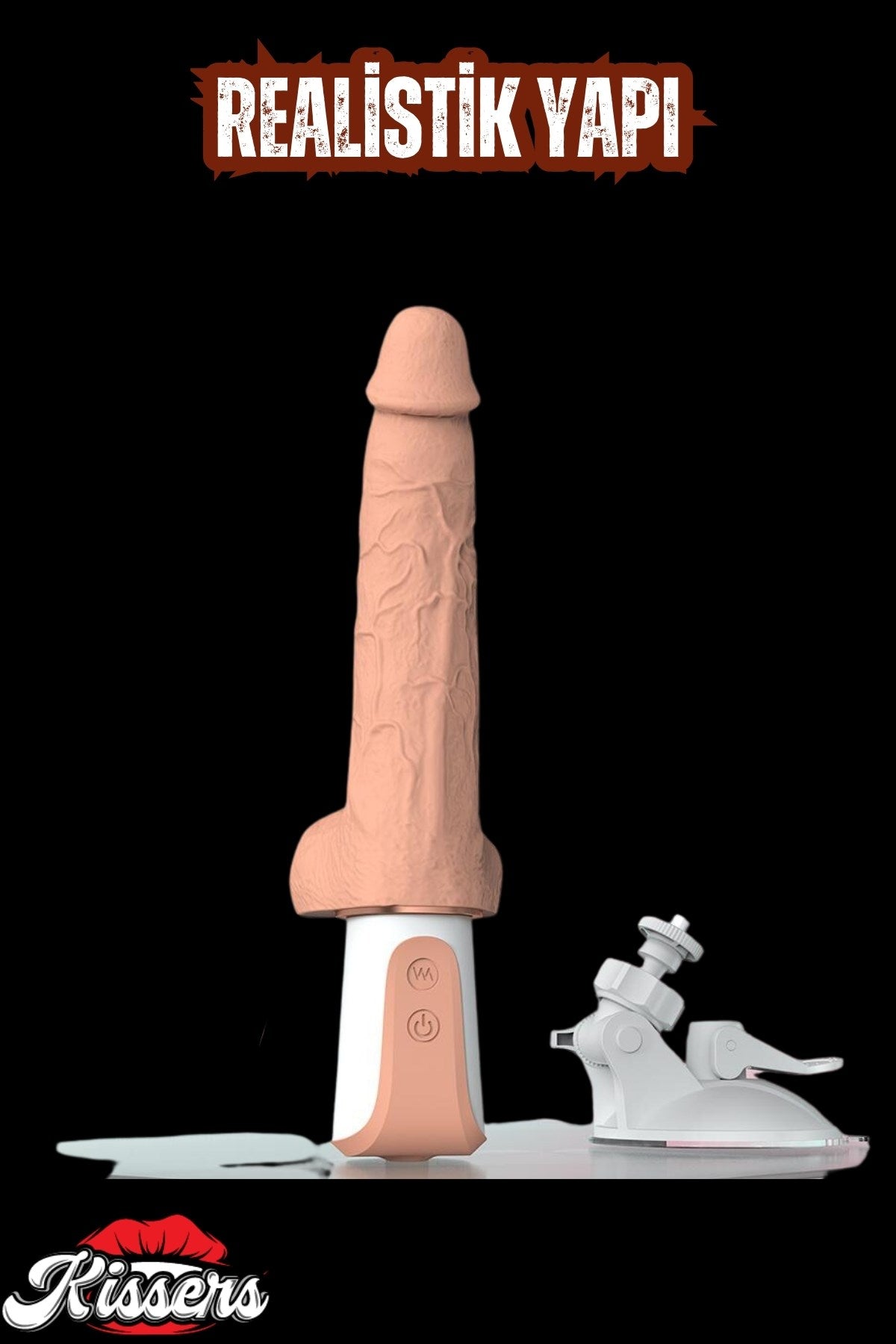Sex Makinesi Vantuzlu Isıtmalı Titreşimli ve 360° Dönme Hareketli Yapay Penis Dildo Vibratör 24 Cm