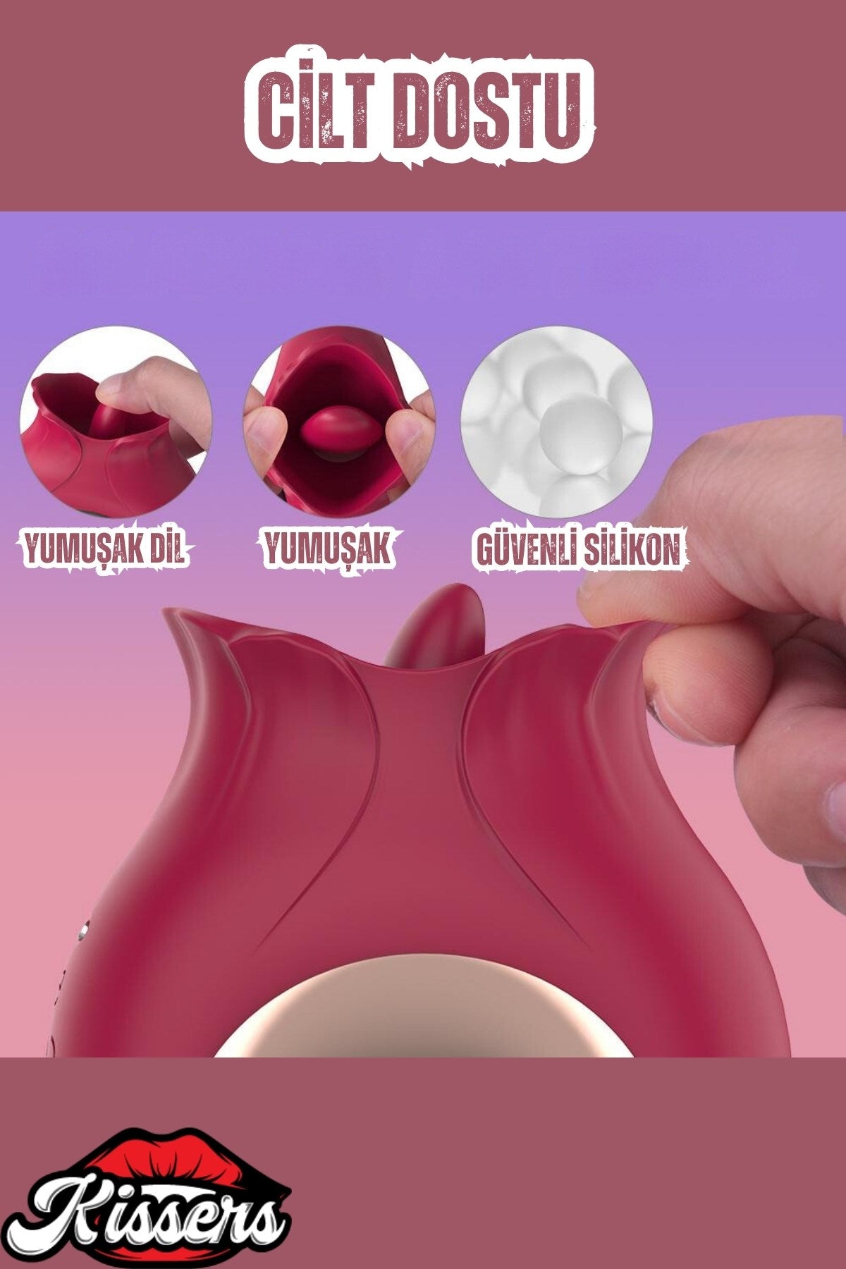 Cinsel Oyuncak Klitoris ve Meme Ucu Uyarılcılı Güçlü Titreşimli Dil Darbeli Vibratör 9.4 Cm