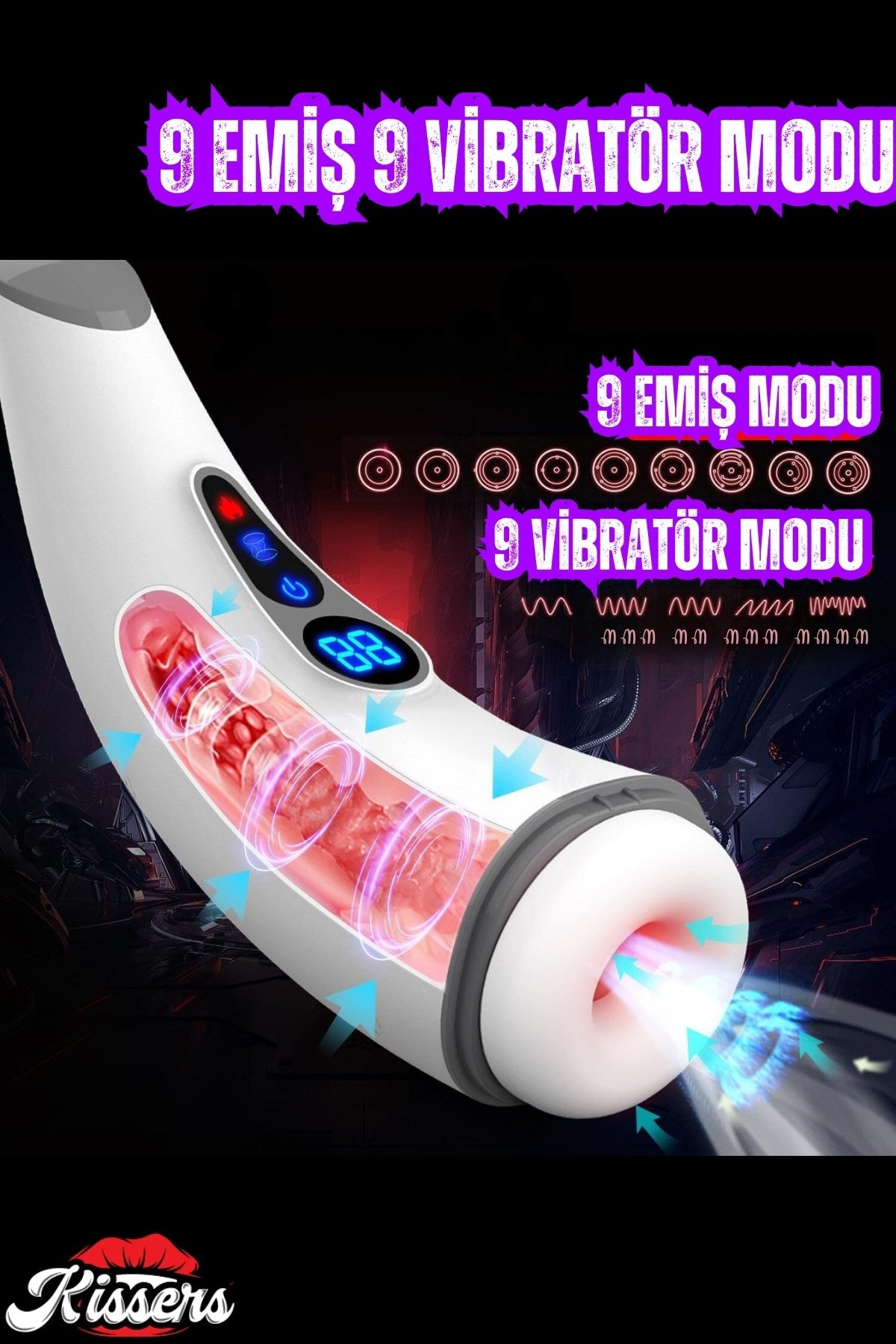 Akıllı Isıtmalı İnleme Sesli Emiş ve Titreşim Özellikli Suni Vajina Lcd Ekranlı Otomatik Mastürbatör