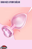 Paslanmaz Çelik Büyük Boy Pembe Gümüş Kalpli Mücevher Lüks Anal Plug Tıkaç 9,5 Cm