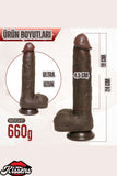Uzaktan Kumandalı Isıtmalı Ileri Geri Hareketli Rotasyonlu Realistik Zenci Penis Dildo 25 Cm