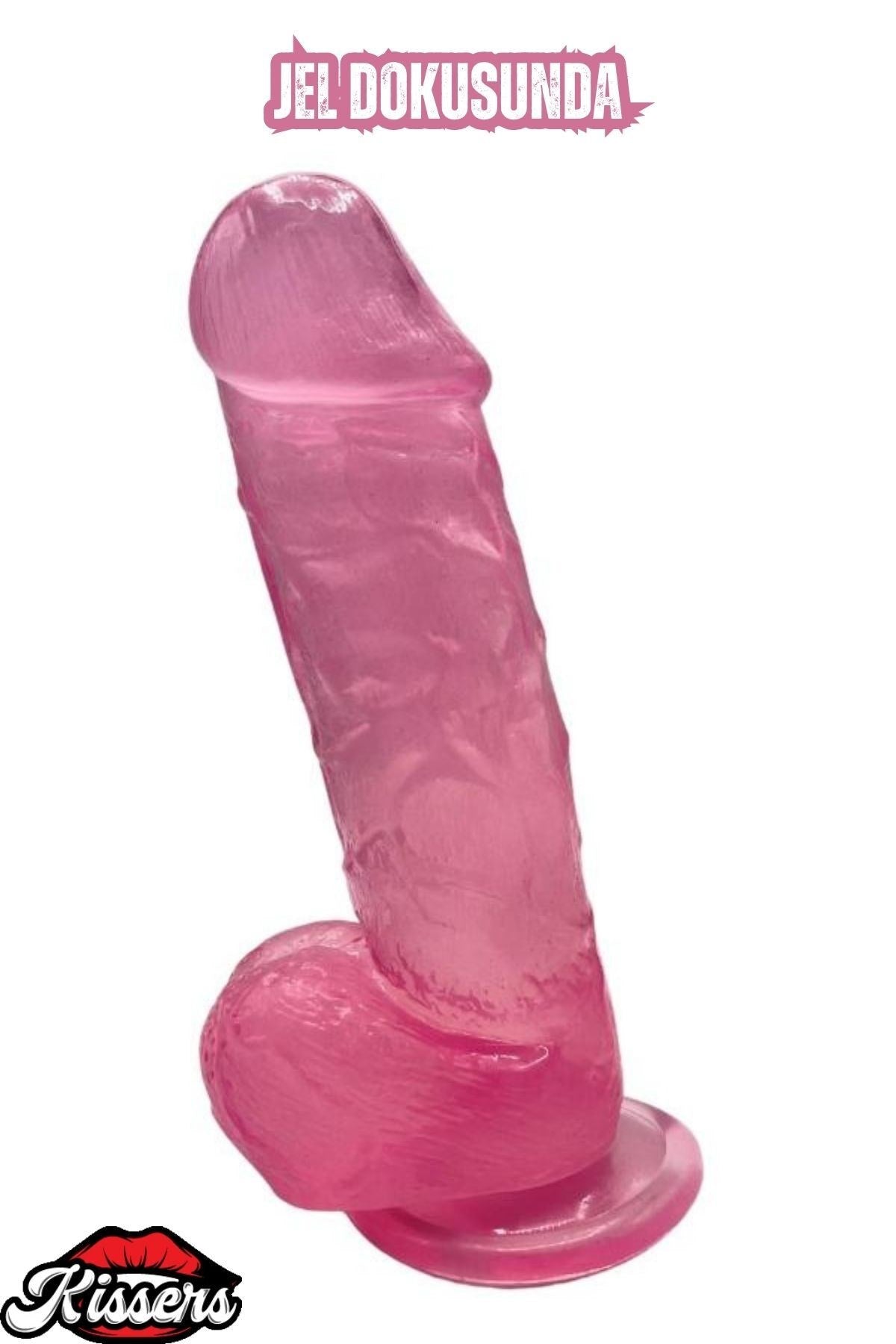 Ultra Realistik Damarlı Bükülebilir Vantuzlanabilir Jel Dokusunda pembe Dildo Penis 23 Cm