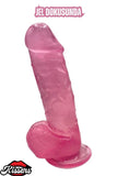 Ultra Realistik Damarlı Bükülebilir Vantuzlanabilir Jel Dokusunda pembe Dildo Penis 23 Cm