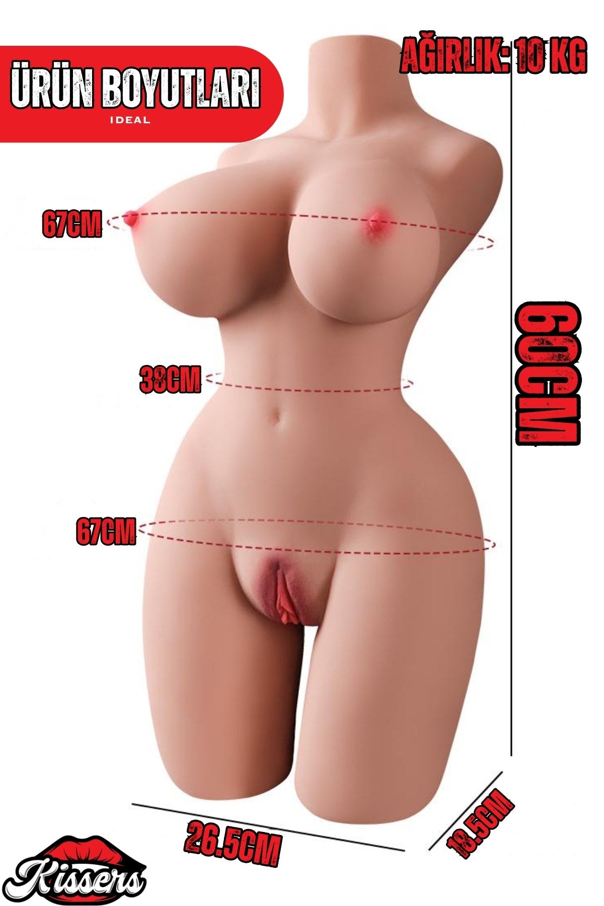 Yeni Nesil Anal Vajinal Titreşimli Isıtmalı 10 Kg 50 Cm Beyaz Ten Realistik Manken Mastürbatör