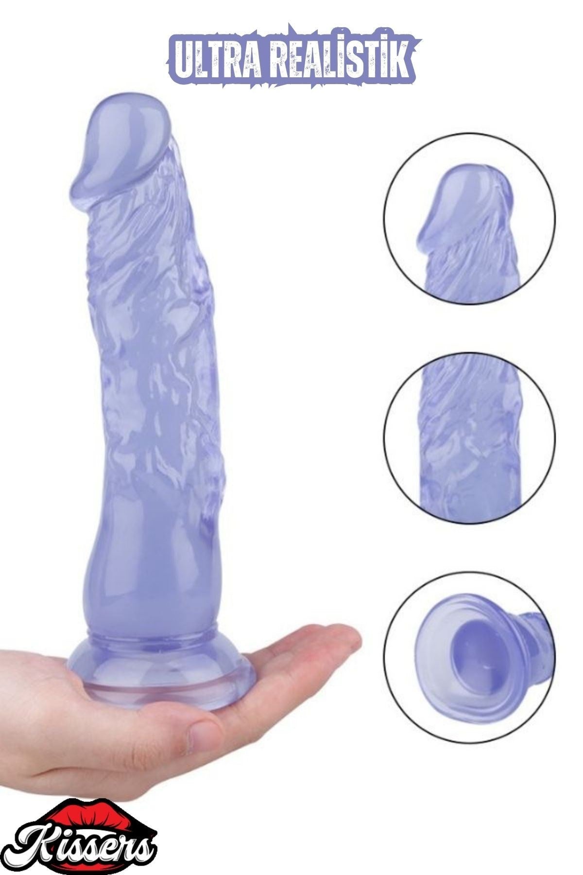 Ultra Realistik Damarlı Bükülebilir Vantuzlanabilir Jel Dokusunda Mavi Dildo Penis 20 Cm