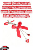 BDSM Kırmızı Kurdeleli Kalp Charm Göğüs Uyarıcı Meme Ucu Klipsi