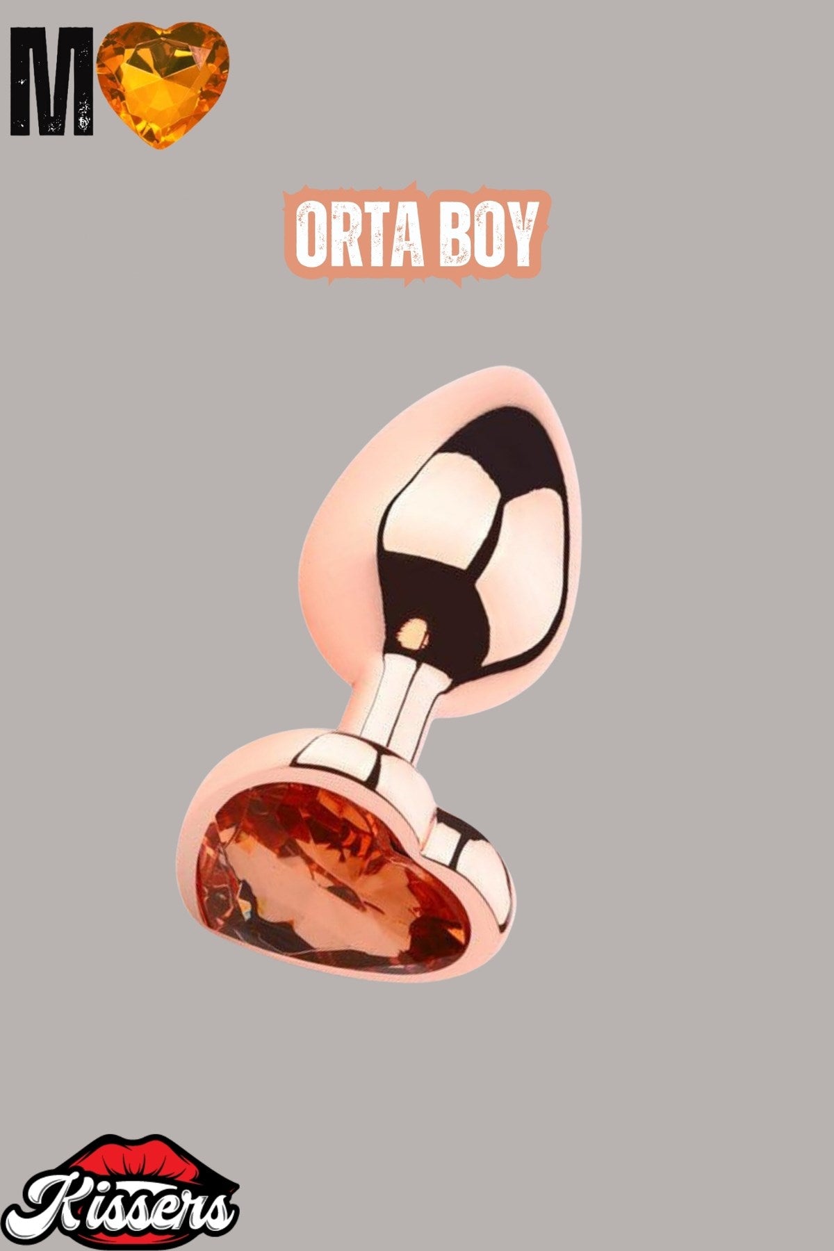 Paslanmaz Çelik Rose Gold Kalpli Mücevher Taşlı Pürüzsüz Rose Gold Metal Anal Butt Plug Set 3'Lü