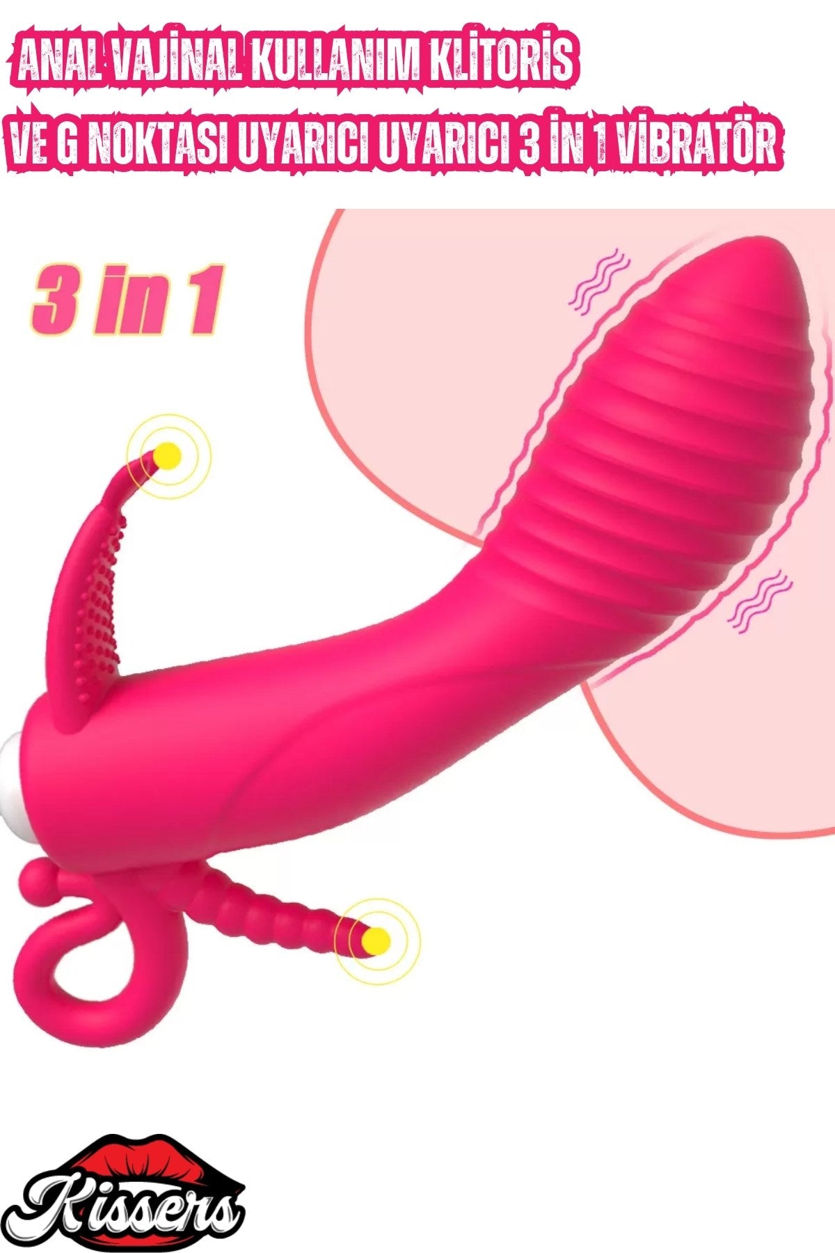 Anal Vajinal Kullanım G Noktası Klitoris Uyarıcılı 3'ü 1 Arada Titreşimli Vibratör