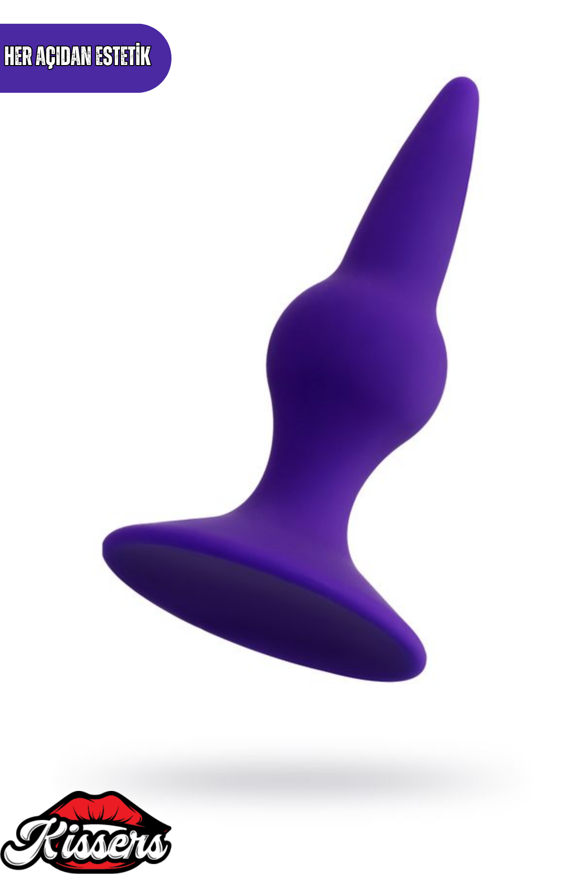 Klapsy Vantuzlu Boğumlu Silikon Anal Plug 10,5 cm Mor Medikal Silikon