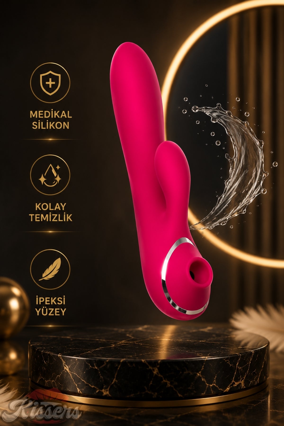 Jos Enila Vakum ve Titreşim Özellikli Üç Motorlu Pembe Tavşan Vibratör