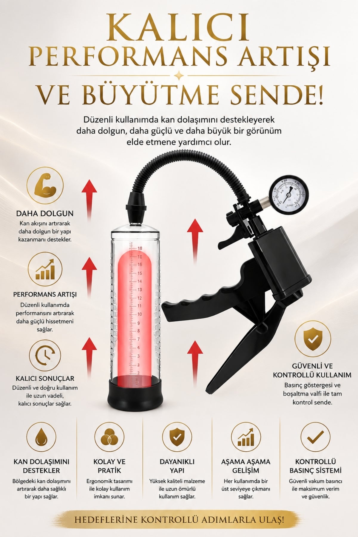 Standart Hanzeli Pistol Tetikli Klasik Gelişme ve Performans Etkili Penis Pompası