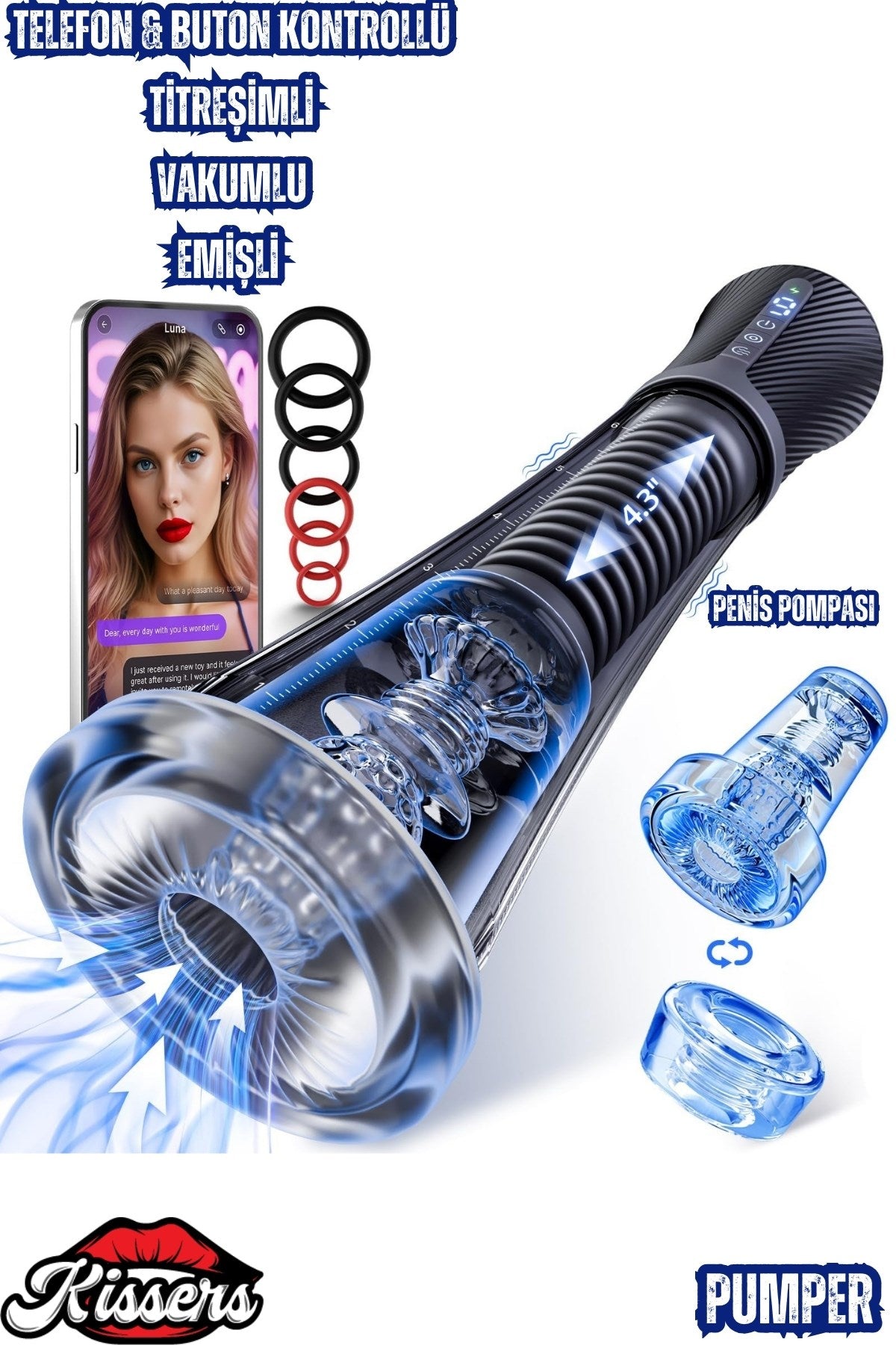 Telefon Kontrollü Güçlü Emişli Titreşimli Vakumlu Penis Uzatıcı Tam Otomatik Mastürbatör Penis Pompası