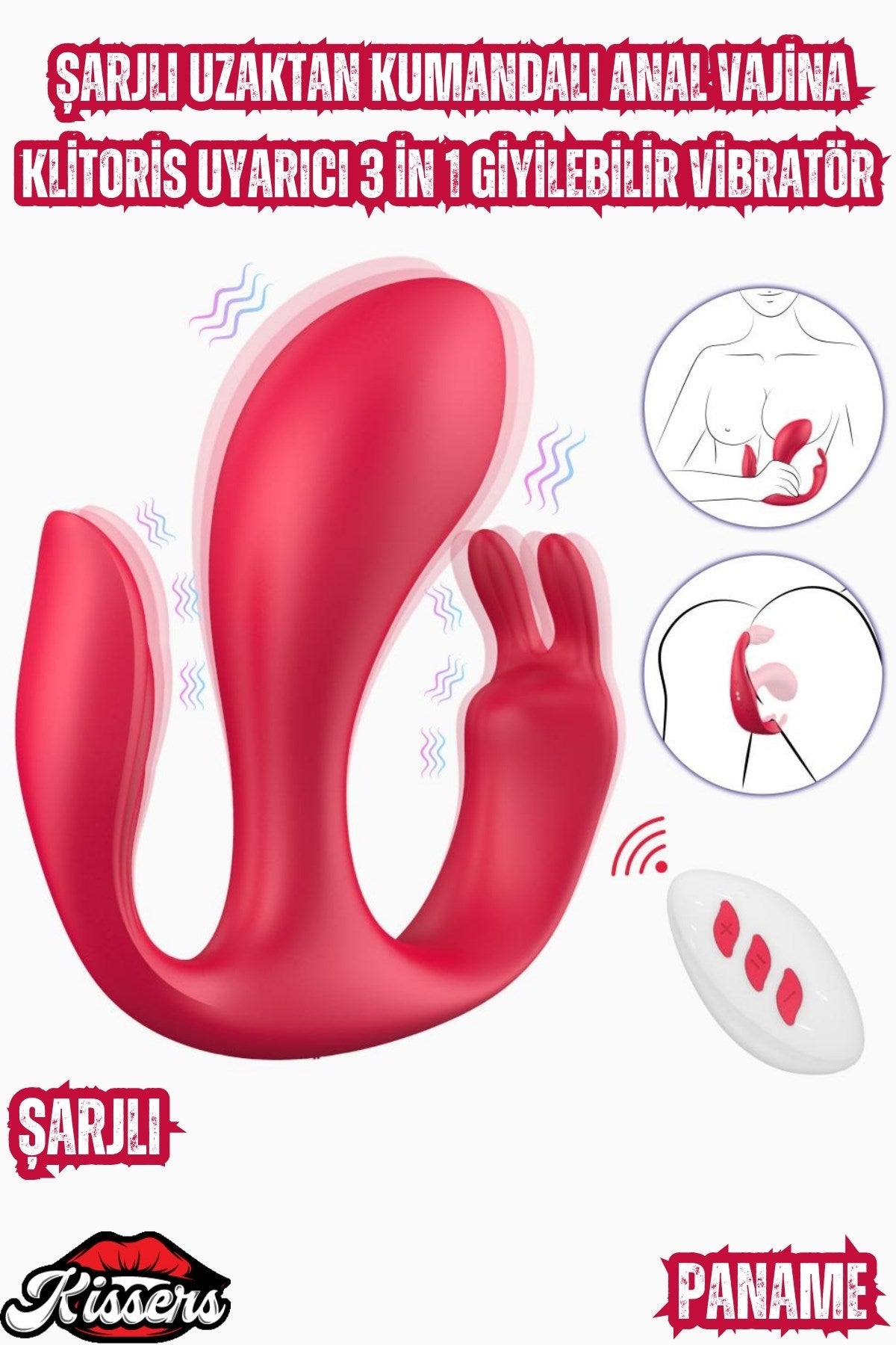 Paname Şarjlı Uzaktan Kumandalı Anal Vajina Klitoris Uyarıcı Giyilebilir Vibratör