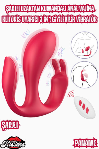 Paname Şarjlı Uzaktan Kumandalı Anal Vajina Klitoris Uyarıcı Giyilebilir Vibratör