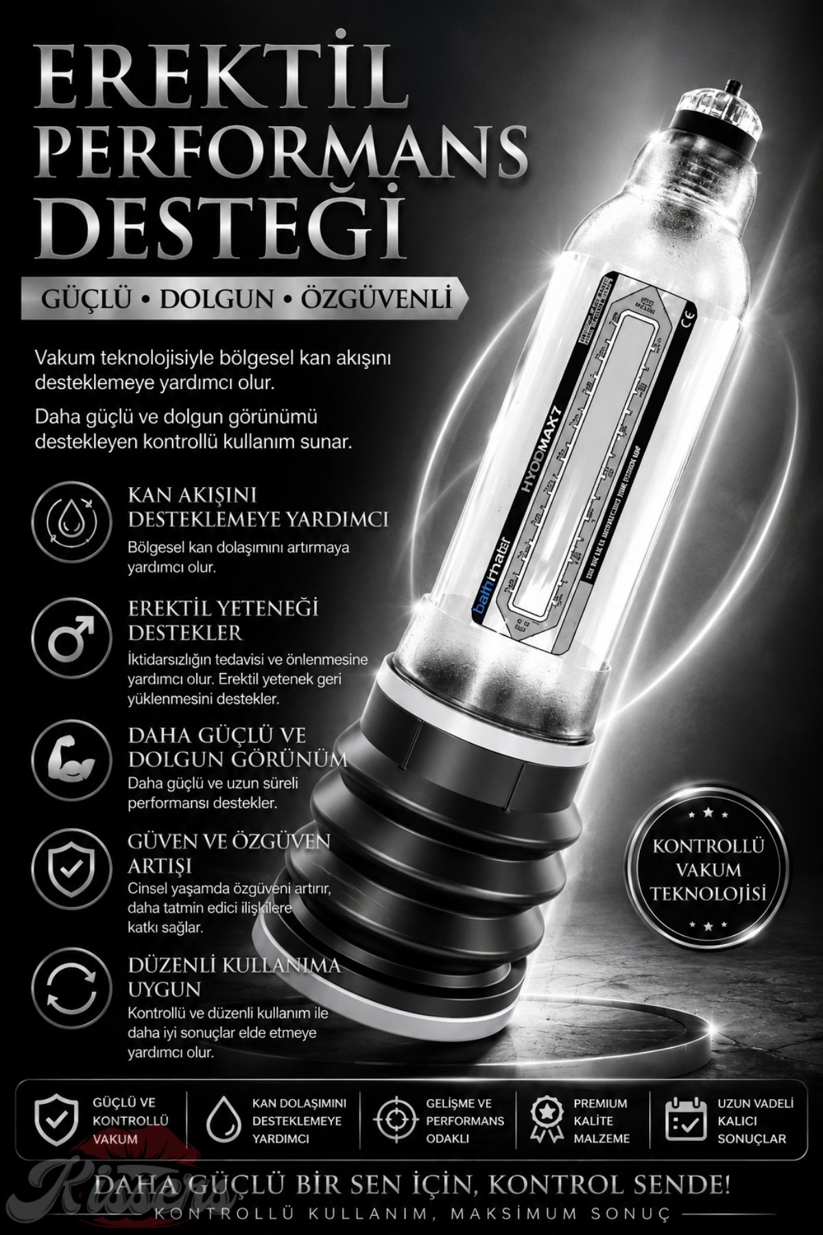 Bathmate Etkili Ultra Güçlü Hidroponik Hydro 7 Penis Pompası