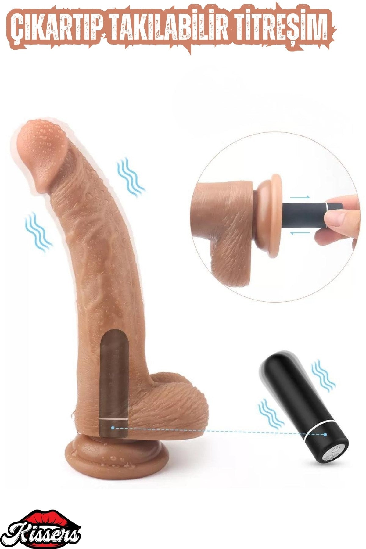 Ultra Realistik Vantuzlu Yumuşak Güçlü Titreşimli Realistik Dokuda Yapay Penis Vibratör 20 Cm