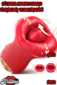 Cinsel Oyuncak Kadınlar Için Dudak Şeklinde Parmak Tutamaçlı Anal Vajinal 360° Derece Vibratör