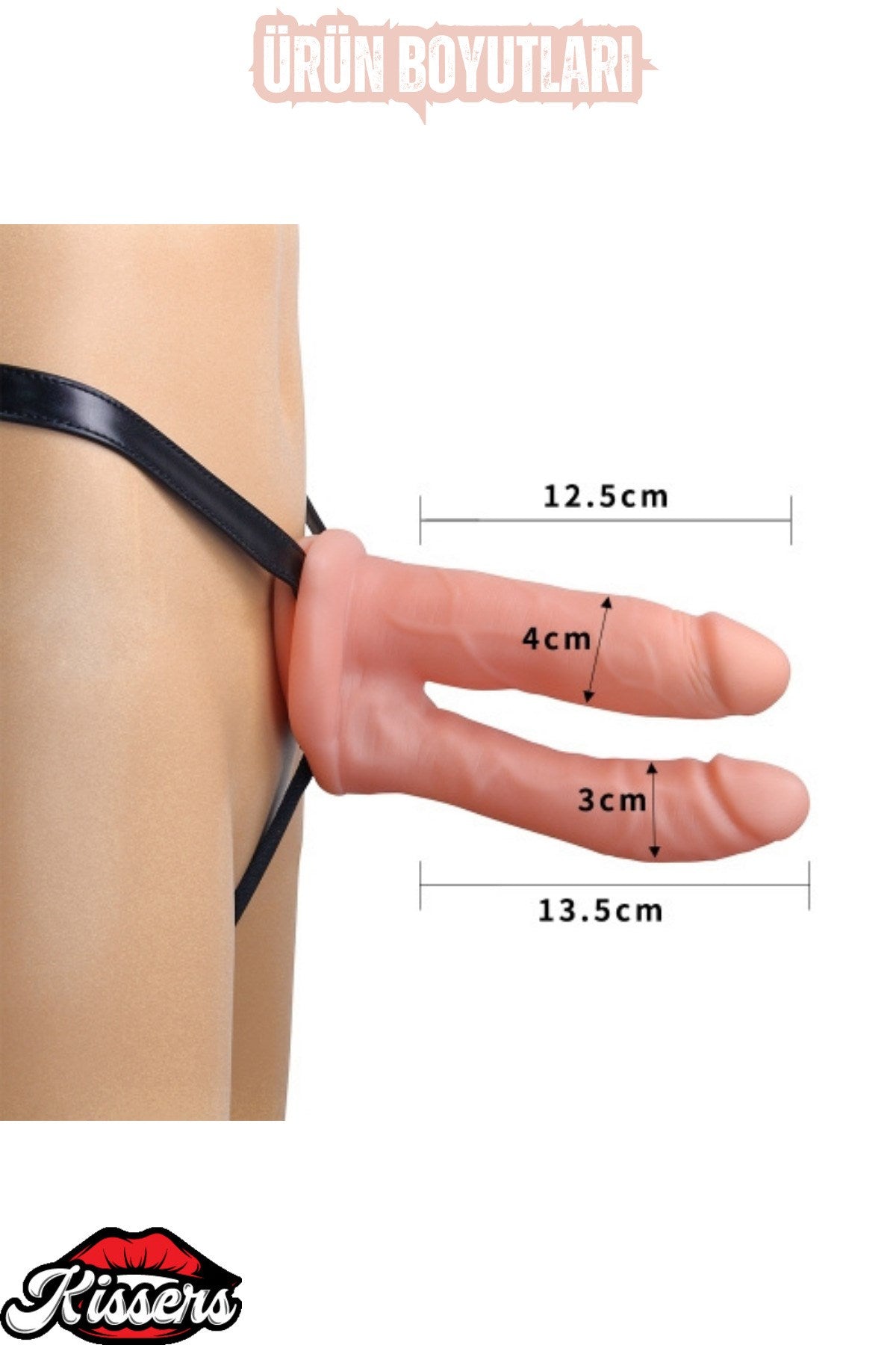 Strap On Belden Bağlamalı Çift Taraflı Penis Dildo 13 Cm