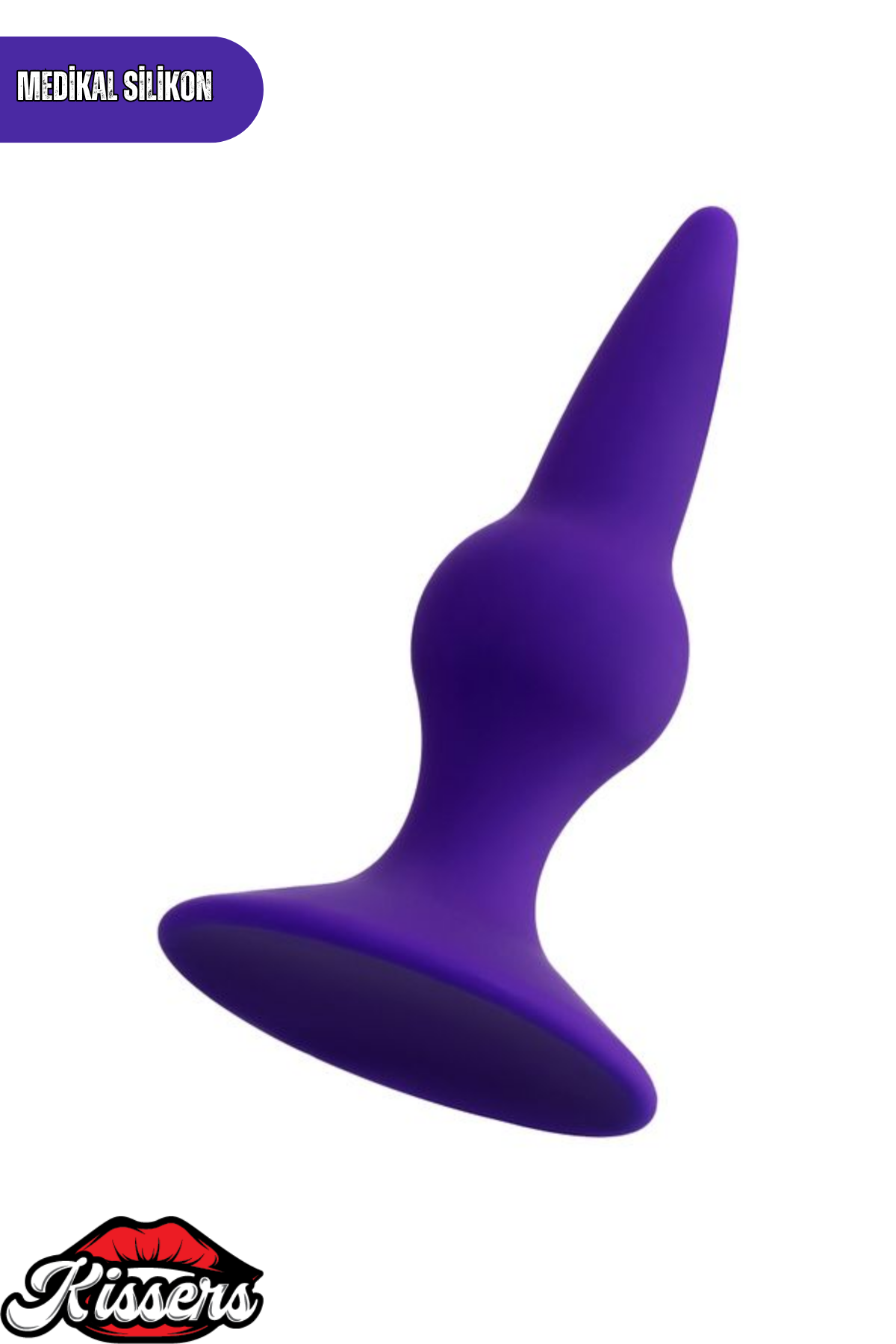 Klapsy Vantuzlu Boğumlu Silikon Anal Plug 10,5 cm Mor Medikal Silikon